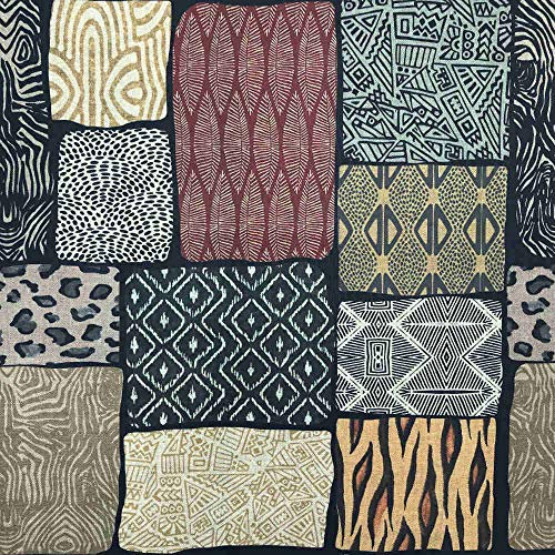 Kt KILOtela Leinwandstoff, Digitaldruck, Meterware, halbes Panama, 100 % Baumwolle, Breite 280 cm, Länge wählbar 50 in 50 cm, geometrischer Tierdruck - Braun, Schwarz
