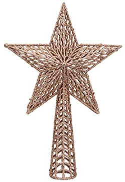 Large Christmas Star Tree Topper with Spring Base 25 x 36cm / 10 x 14 Glitter in Many Colours (Rose Gold)