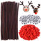 CHRORINE 850-teiliges Weihnachts Rentier Set, Wackelaugen Selbstklebend, Rote Pompons, Pfeifenputzer Braun zum Basteln, Weihnachten Geschenktüten Dekoration