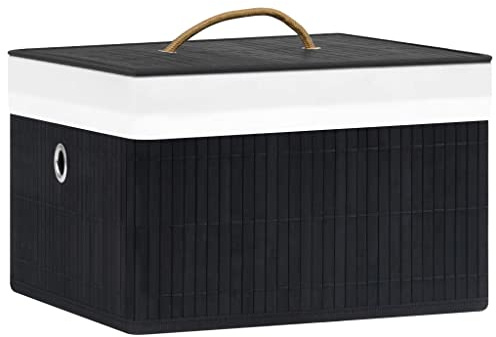 vidaXL 4X Aufbewahrungsbox mit Deckel Aufbewahrungskorb Regalkorb Allzweckkorb Faltbox Dekokorb Schrankkorb Aufbewahrungskiste Bambus Schwarz