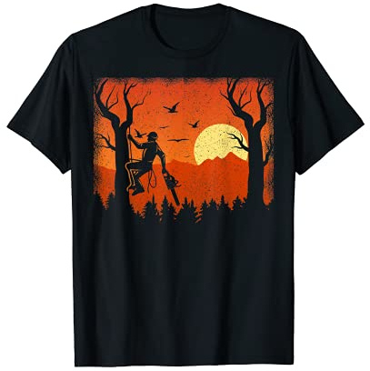 Retro Sunset Arborist Tree Surgeon T-Shirt