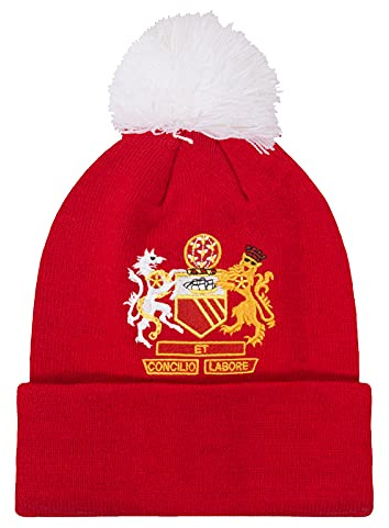 Fan Originals - Beanie-Bommelmütze in den Farben von Manchester United - mit Wappen - Rot - Bommelmütze