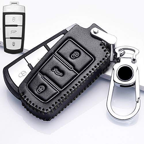 WSWJDW Leder Autoschlüssel Hülle Schlüsselbund Ring Schlüsseltasche, passend für Volkswagen VW Passat CC B6 B7 B7L CC R36 Maogotan B5 Passat 3C,3
