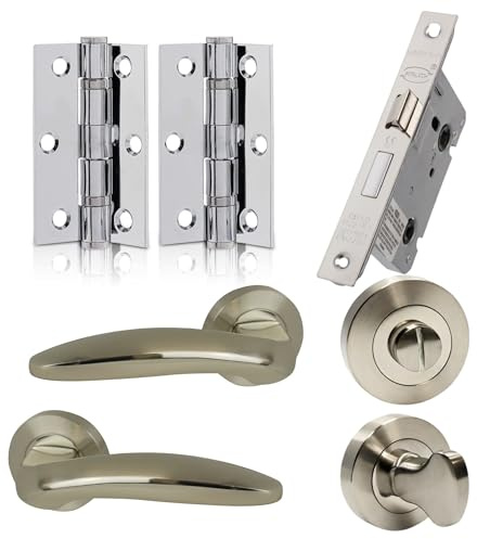 UAP Lancer Lever on Rose Door Handles Pair Complete Bathroom Set Polished Chrome& Satin Nickel