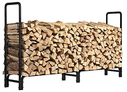 TOMYEUS Kaminholzregal Brennholz Lager Rack Outoor Organizer Schwarz Metall Durable Brennholz Lager Rack Halter Home Warehouse Holz Organisieren Sie Regal Brennholzregal