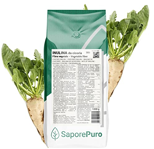 SaporePuro Inulina de achicoria 1000 gr - Fibra alimentaria de raíces de achicoria - prebiótico natural - CADENA CORTA