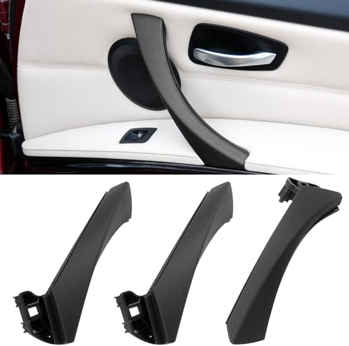 TTCR-II 3Set Kompatibel mit Türgriff bmw 3er E90 E91 E92 E93 Türgriff Innen Rechts E90+Türgriff Innen Links E91 Handgriff+Griffverkleidung für 316 318 320 323 325 328 330 335(2005-2011)-Schwarz