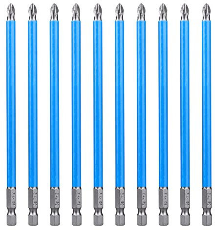Gasea 10pcs 150mm 1/4 inch Hex Shank Long Phillips Driver Drill Bit Magnetic Cross Head Long Screwdriver Bits - PH2