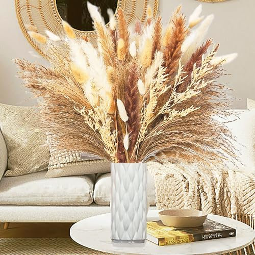 Pampasgras-Dekor | 80 Stück 43,2 cm Pampasgras – Blumenstrauß aus Pompas Blumen ist natürlich und getrocknet | Pampas für Boho-Heimdekoration, Schreibtisch, Hochzeit, Babyparty & rustikales Bauernhaus