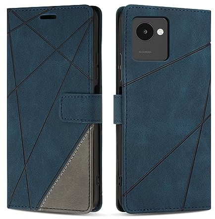 SONWO Hülle für Realme C30, Premium PU Leder Handyhülle Flip Case Wallet Silikon Schutzhülle Klapphülle für Realme C30, Blau