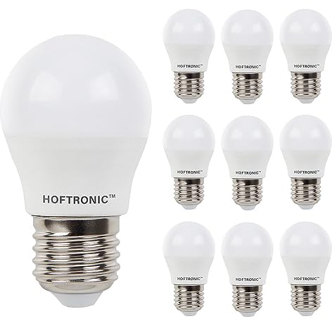 HOFTRONIC - 10x LED E27 Glühbirne - 4,8 Watt 470 Lumen - 2700K Warmweiß - Lampen Große Fassung - Ersetzt 40 Watt - Leuchtmittel - G45 LED Birnen