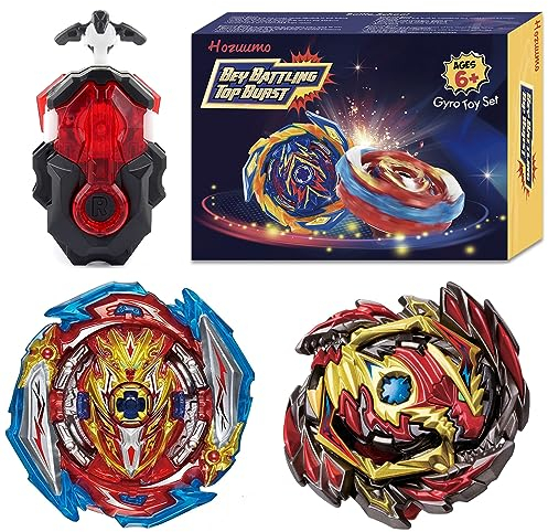 Hozuumo Bey Battling Tops Brust Turbo Starter Set, 4D Metall Fusion Kampfkreisel, Bey Arena Blade Spinning Tops mit Launcher, Geschenk-Sets für Kinder,1-2