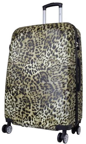 Trendyshop365 Hartschalen großer Reisekoffer Leopardenfell 75cm 89 Liter 4 Rollen