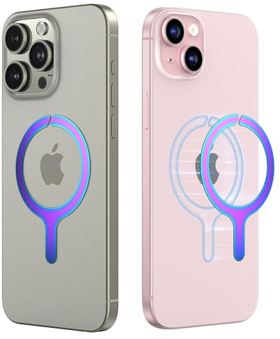 Magnet Ring Sticker Metal Plate for Magsafe Premium Ultra-Thin Universal Conversion Adapter Kit for Phone Case,Wireless Charger, Car Mount, Wallet, Power Bank,2 Pack, Mirror Gap Mulitcolor 0.7mm