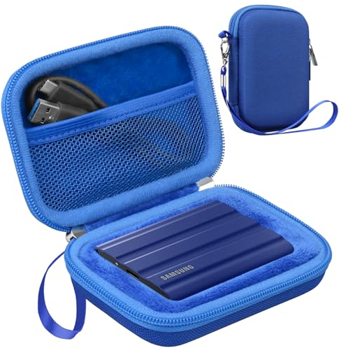Lacdo Funda para Disco Duro Externo para Samsung T7 Shield/Samsung T7 / T7 Touch SSD 500GB 1TB 2TB USB 3,2 Gen.2 Disco Estado Sólido Externos Portátil 2.5 Estuche rígido Bolsa, Azul