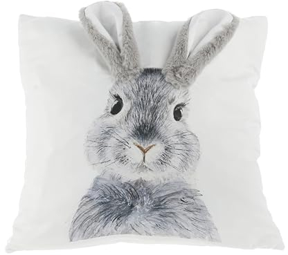 MC-Trend Kissenhülle Schlappohr Kissenbezug Ostern 40x39 Hasenkissen Kissenbezug Hase Osterhase mit Reißverschluss und angenähten Plüschohren (1)