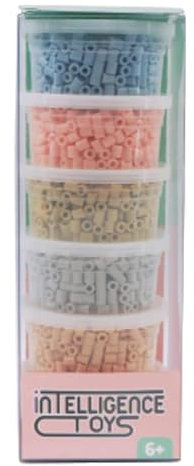 6x Midi Bügelperlen Dose mit 500 Midi Bügelperlen gemischte Farben (Kompatibel mit allen Midi Stiftplatten)