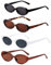 Johiux 2 Stück Vintage Oval Sonnenbrille, Sunglasses für Damen und Herren, Party Sonnenbrille, Aesthetic Accessoires Sunglasses Woman UV400 (4, Schwarz+Leopard Print+Weiß+Tannfarbe)
