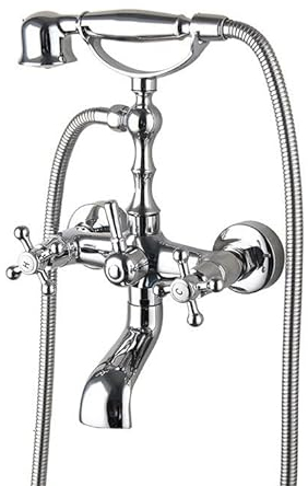 ZYCDP Mitigeur Baignoire Retro Robinet de Douche Chaud et Froid Robinetterie Baignoire Mitigeur Mural en Laiton, chrome