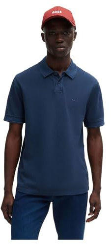 BOSS Herren Prime Poloshirt aus Baumwoll-Piqué mit Logo-Print Dunkelblau S