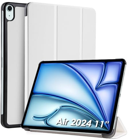 WD&CD Custodia Compatibile per iPad Air 2024 11, Ultra Sottile Smart Pelle Cover Compatibile per iPad Air 2024 11 Tablet - Bianco