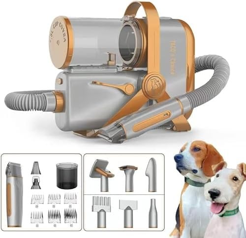 TACO‘s Choice 3-in-1 Haustierpflegegerät – Tierhaarschneider mit Staubsauger und Föhn – Professionelle Fellpflege für Hunde und Katzen – Leise, Stark, Einfach zu Reinigen