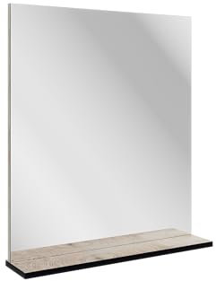 FACKELMANN TE-A Spiegel 60 cm mit Ablage, Braun hell – Minimalistisches Design, Praktische Aufbewahrungslösung, Warme Farbakzente, Made in Germany