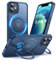 Anqrp 360° ALL-in-ONE Stand Case for iPhone 12/12 Pro Case with Rotatable Magnetic KickStand Ring Holder, Compatible with MagSafe, Shockproof Matte Phone Cover for iPhone 12/12 Pro 6.1 inch, Blue