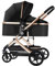K IKIDO Kinderwagen, faltbarer Kinderwagen，Standardkinderwagen – Reisebuggy，5-Punkt-Sicherheitsgurt, 55 kg Tragkraft, große Räder (Schwarz)