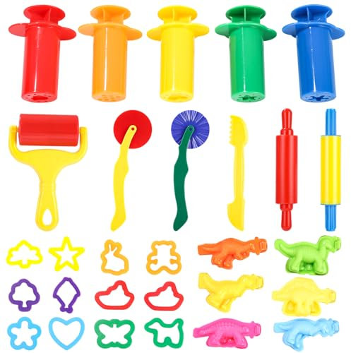 Exyvox Set de Plastilina con 29 Piezas de Herramientas y Formas de Corte, Juguete para Niños, Descubre Horas Creativas con Accesorios de Pasta Modelable Niños