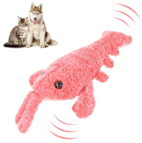 Floppy Lobster Interactive Dog Toy, 2024 New Funny Interactive Dog Plush Dog Toys, Jumping Moving Dog Toys for Medium Dogs, Calming Pet Toys Sturdy Puppy Chew Toys for Teething (Pink)