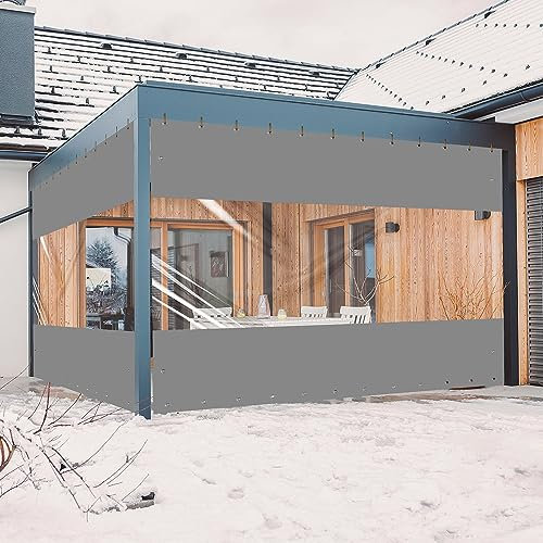 Ezcasch Bâche Transparente Exterieur avec Œillets, Bache Impermeable Personnalisée au Maximum à 4x5m, 450g/m² Bache de Protection de Vent Pluie pour Pergola, Jardin, Plantes(Hauteur x Largeur)