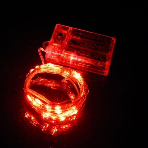 TuoTu Fairy Lights Battery Operated, Christmas Tree Lights with 8 Flashing Modes and 8-16 Hours Timer,5M/16ft 50 LED Copper Wire Light (1, Red)