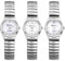 JewelryWe Damenuhr Kleine Elastische Uhren: 3er Set Exquisite Analog Quarz Armbanduhr Damen Silber Edelstahl Stretcharmband Lässige Uhr mit Zugarmband & großen Zahlen