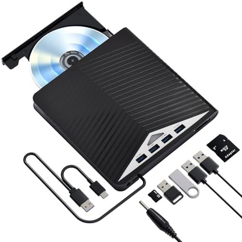 Lettore Esterno Portatile USB 3.0 CD Esterno DVD Player Con Custodia, Registratore Ultra High Definition Recorder per Win 7/8/10/11/Pc