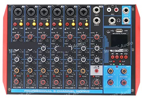 AUBEST Audiomixer, Live Card USB Sound Mixing Console PC Laptop DJ Mixer Stage Studi Sing Effector 6.5 Zwei-in-Eins