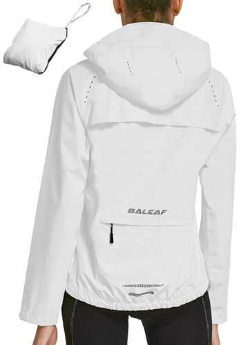 baleaf Cycliste Coupe Vent Femme, Vélo Jacket De Pluie Imperméable Randonnée Les Quatre Saisons Bike Coupe Extérieure Légère Résistante Blanc 3Xl