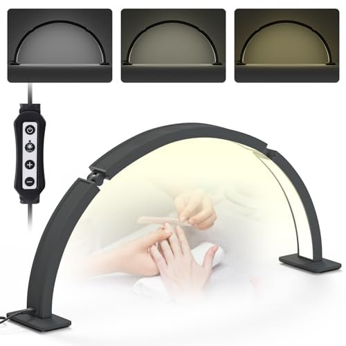 Lmaqfum Halbmond-Licht, 75 cm, 48 W, LED-Tischlampe, 3 Farbmodi & Helligkeit verstellbar, Beauty-Lampe mit multifunktionalen Modi für Tattoos, Maniküre & falsche Wimpern (schwarz)