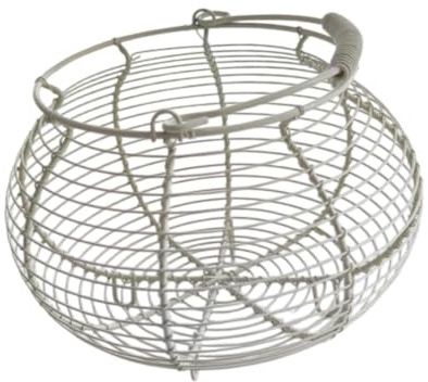 KESOTO Cesta de Alambre para Huevos, Contenedor, Soporte para Huevos, Cesta Recogedora de Huevos para Comida, Pan, Aperitivos, Huevos, Blanco, Individual