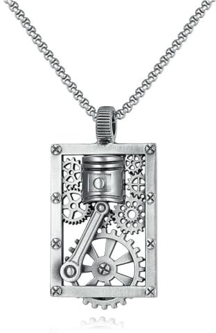 Caiduoduo hohles quadratisches Zahnrad Kolben Cyberpunk Anhänger Herren Hip Hop Halskette