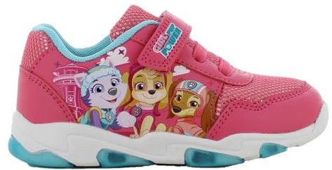 PAW Patrol Schuhe Mädchen von 2 bis 6 Jahre, LED Leuchtschuhe mit Skye, Everest und Liberty Motiv 26 EU, Blinkende Kinderschuhe Sneaker ideal für Schule und Freizeit, Rosa/Blau