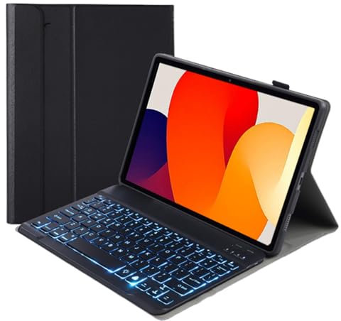 leleyo Funda Teclado para Xiaomi Redmi Pad SE Teclado Retroiluminación de 7 Colores Bluetooth Magnético Desmontable Inalámbrico QWERTY para Redmi Pad SE 11(Negro)