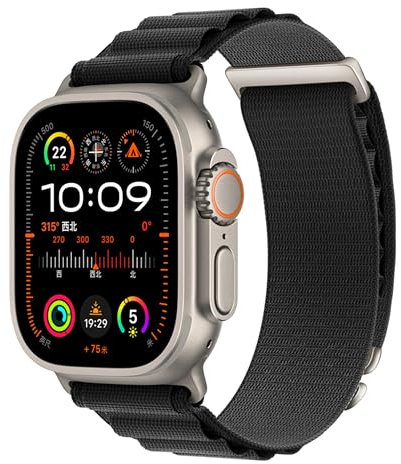 Alpine Nylon Sport Bands Compatible with Apple Watch Ultra Band 49mm 46mm 45mm 44mm 42mm Men Women, Stretch Loop Strap with D-Hook for iWatch Series 10 Ultra SE 9 8 7 6 5 4 3 2 1 (Black, 49mm/46mm