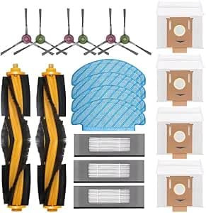 Zubehör für Ecovacs Deebot N8 N8 Pro N8 Pro+ T8 T8+ T8 AIVI T8 Max T9 T9+ Saugroboter,2 Hauptbürste, 3 Filter, 4 Wischpads, 6 Staubbeutel, 4 Seitenbürsten(19 Stück)