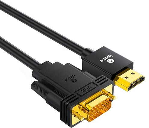 biaze HX60 VGA auf HDMI Adapter Kabel, 3M HDMI-zu-VGA Konverter-Kabel, Full HD 1080P SVGA Konverter für Desktop, Projektor, HDTV, Raspberry Pi, Roku, Xbox