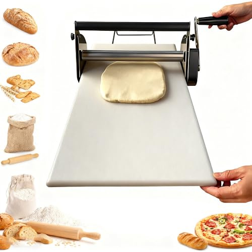 RETRIN Manuelle Teigausrollmaschine für Pizza & Nudeln,Blätterteig Laminiergerät mit 55 Stärkestufen,Klappbar,Edelstahl,für Hausbäckerei & Kleine Küchen,Ohne Stromquelle RS101