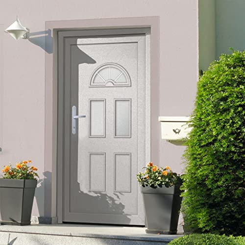 QJBSAVVA Weiße PVC Haustür 98 x 208 cm mit Zarge und 5-Punkt-Verriegelung Energiesparendes Design mit 4-12-4 ISO-Verglasung Robust und Langlebig für Eingangsbereich Wohnungseingangstür