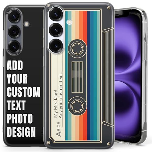 Personalisierte Retro-Kassetten-Handyhülle – Individuelles Text-Design im Musikstil für iPhone 17 Pro Max, 16, 15, 14, 13, 12, 11, Samsung Galaxy S26, S25 Ultra, S24, S23, A15, A57, Pixel 10a, 9a