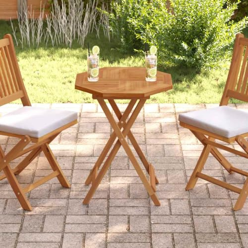 mtlskopl Plateau de table octogonal en teck 60 x 60 cm, en bois massif avec trou pour parasol, cuisine, balcon, jardin, table basse à manger et table basse