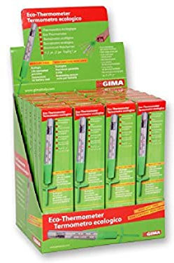 Gima - Termometro Shaker Ecologico, Senza Mercurio, al Gallio, Classico, Facile da Leggere, Adatto a Tutte le Età, Espositore da 24 pz